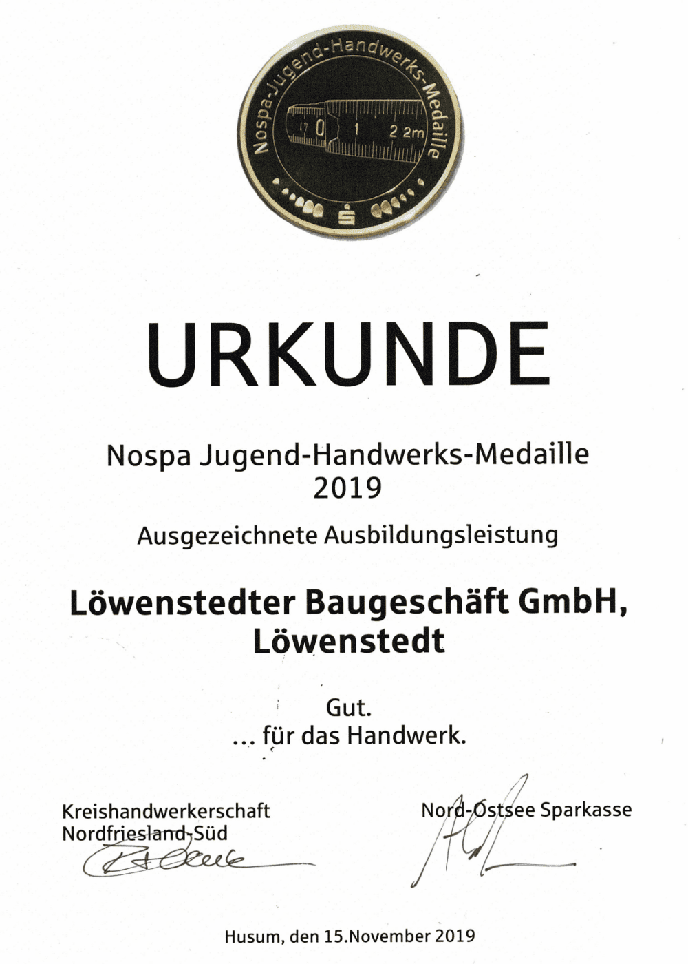 Auszeichnung NOSPA Medaille 2019